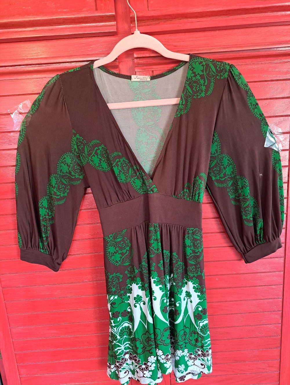 Janette John 3:16 Vtg Knit Top Irish Shamrock Inspired Tie Back M